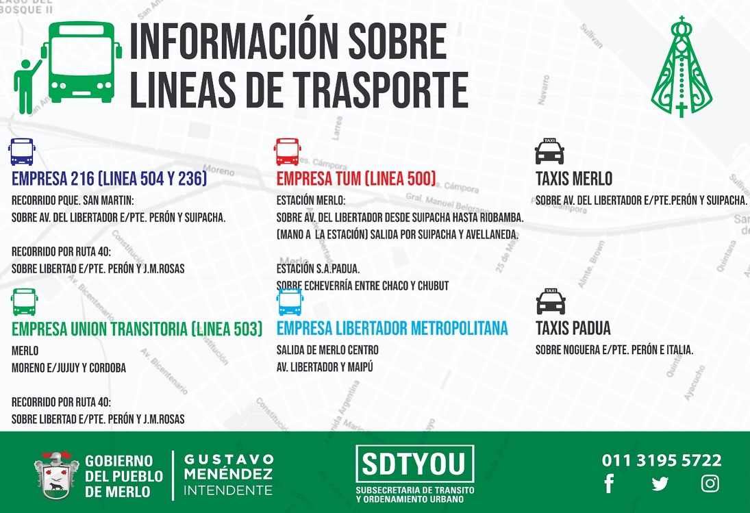 Cambios en las paradas de colectivos y taxis por la peregrinación